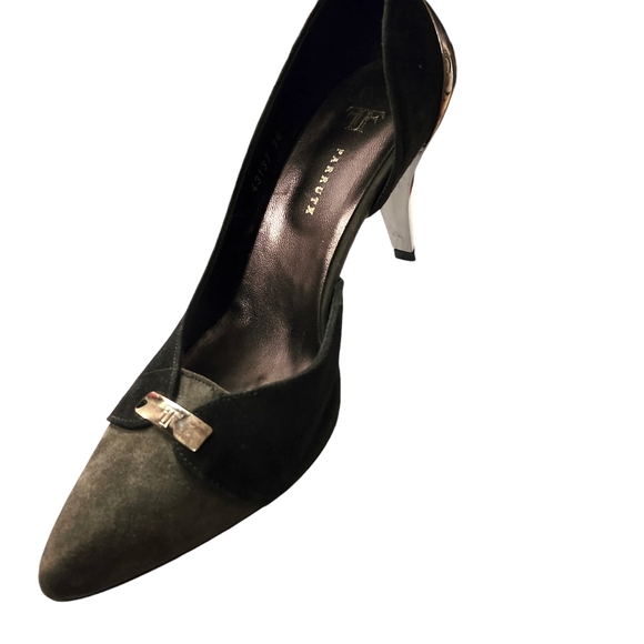 New No Box FarrutX Metal Heel Pumps Black and Grey Suede size 36 - Picture 3 of 10